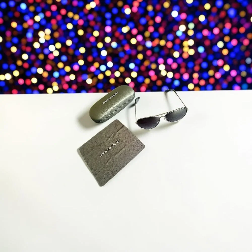 Christian Siriano Aviator Sunglasses in Gun Brand New in Case MSRP $139